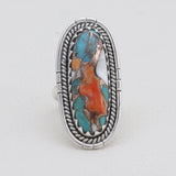 Turquoise Spiny Oyster Silver Rings