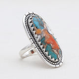 Turquoise Spiny Oyster Silver Rings