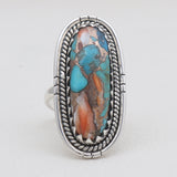 Turquoise Spiny Oyster Silver Rings