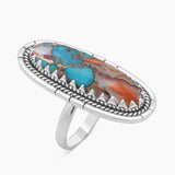 Turquoise Spiny Oyster Silver Rings