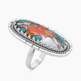 Turquoise Spiny Oyster Silver Rings