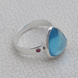 925 Sterling Silver Blue Topaz Ring