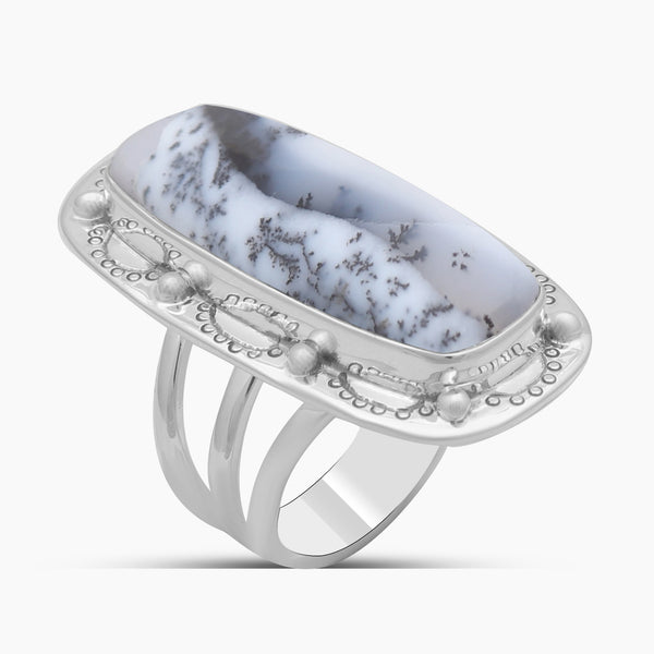 Dendritic Opal Silver Rings