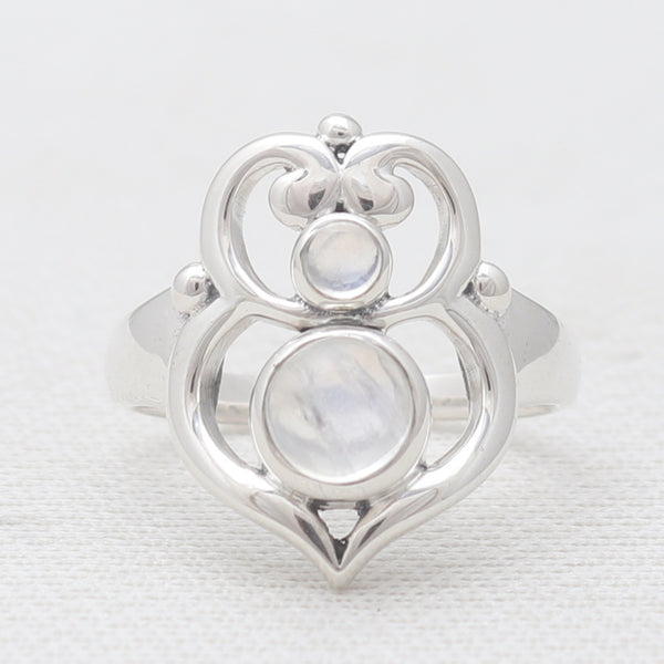 Rainbow Moonstone Silver Rings