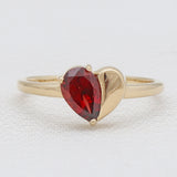 Gold Vermeil Garnet Heart Rings