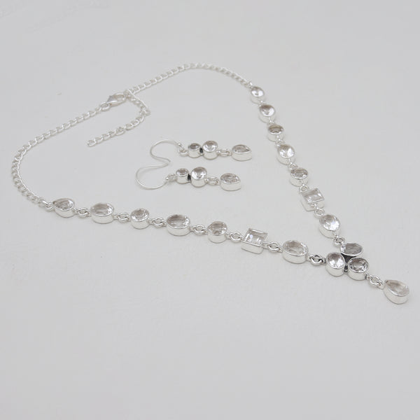 Crystal Silver Necklace Jewelry Sets