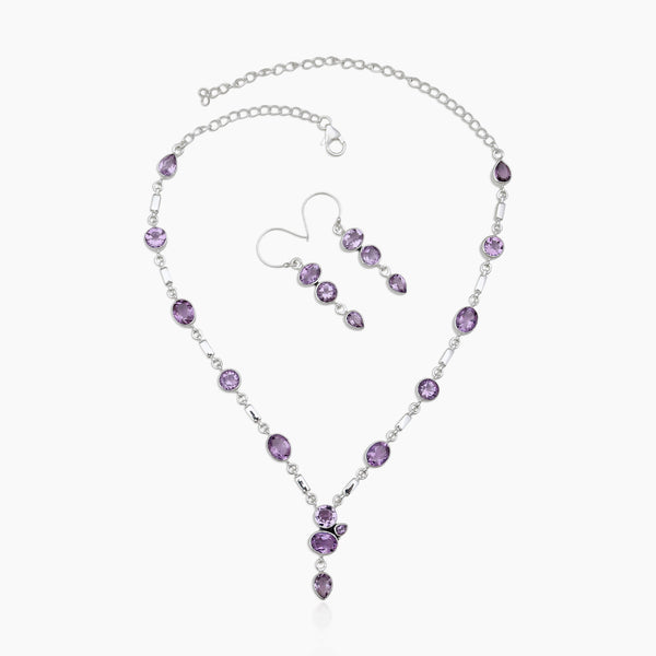 Amethyst Silver Necklace Jewelry Sets