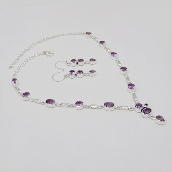 Amethyst Silver Necklace Jewelry Sets