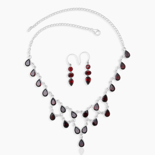 Natural Red Garnet Necklace Jewlery Sets