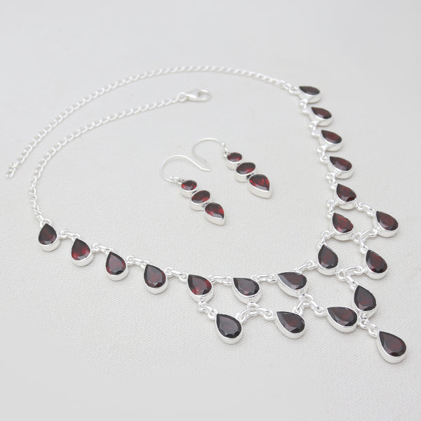 Natural Red Garnet Necklace Jewlery Sets