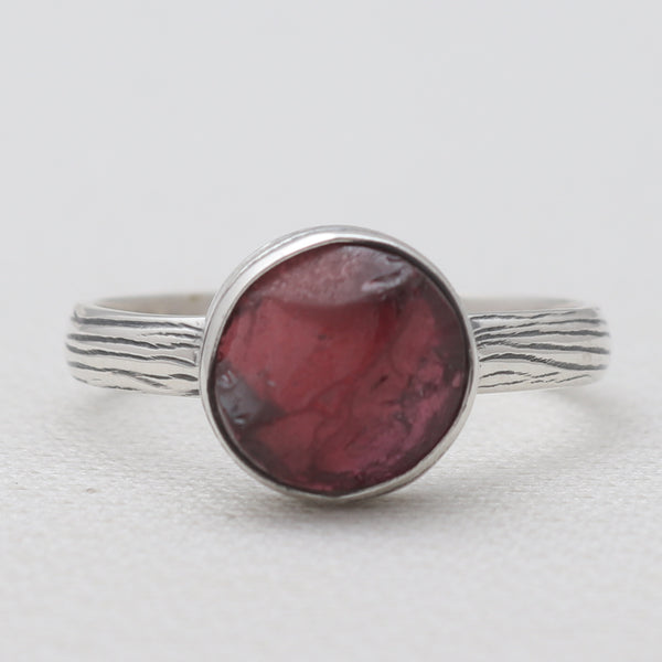 Natural Garnet Raw Silver Rings