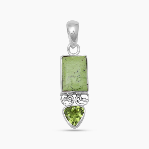 Green Prehnite Silver Pendants
