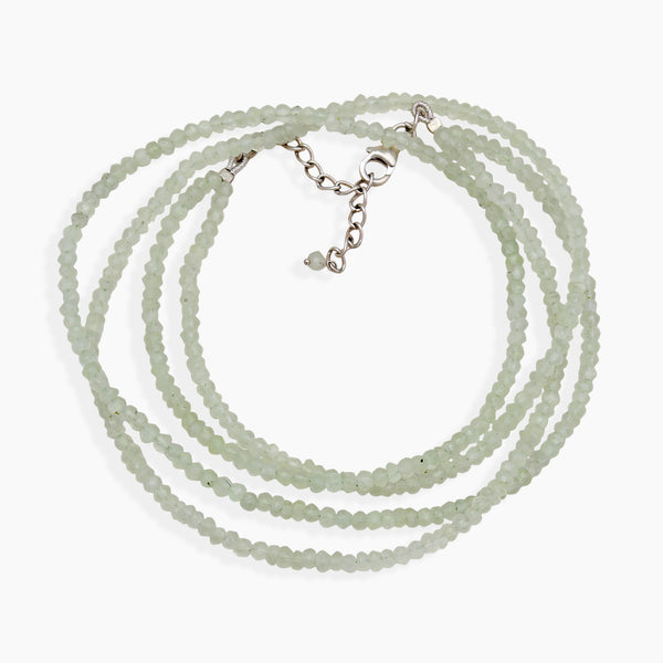 Prehnite Silver Beads Necklaces