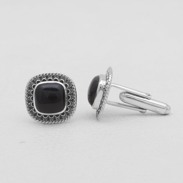 925 Sterling Silver Black Onyx Cufflinks