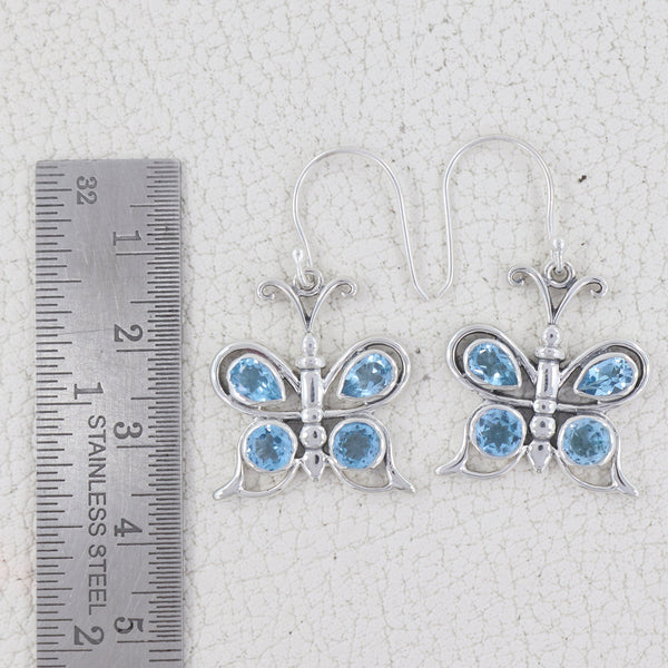 Blue Topaz Butterfly Silver Earrings