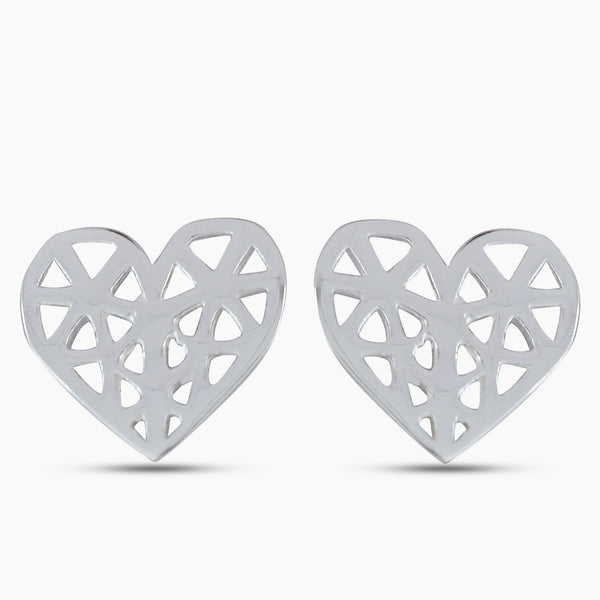 925 Sterling Silver Heart Shape Plain Earrings Jewelry