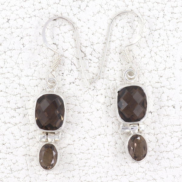 Smoky Quartz Silver Earrings