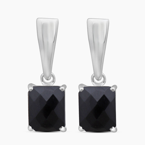 Black Onyx Silver Earrings