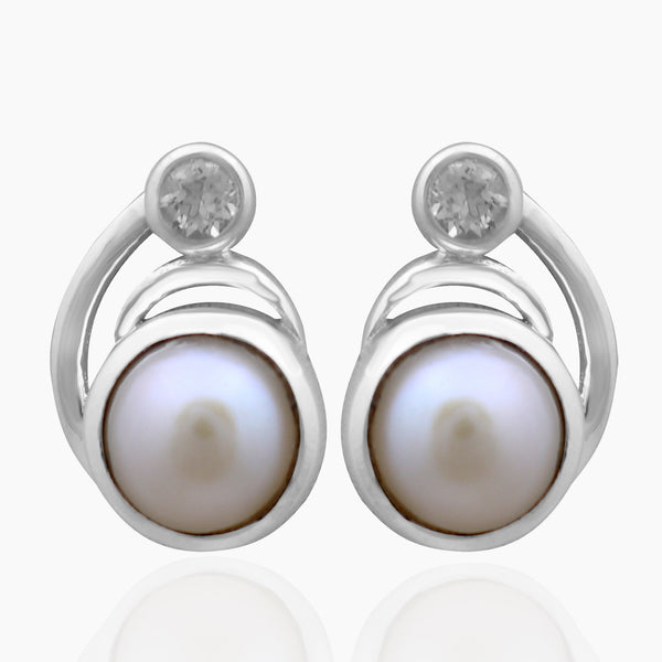 Pearl Silver Studs Earrings
