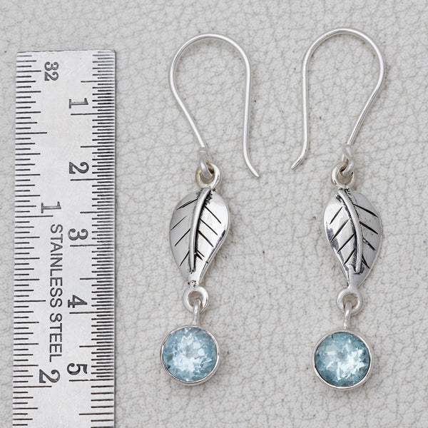 Natural Blue Topaz Silver Earrings