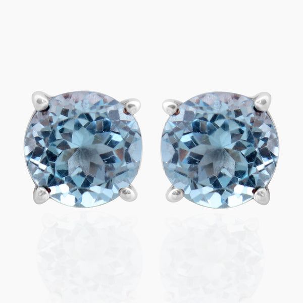 Blue Topaz Silver Studs Earrings