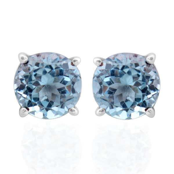 Blue Topaz Silver Studs Earrings