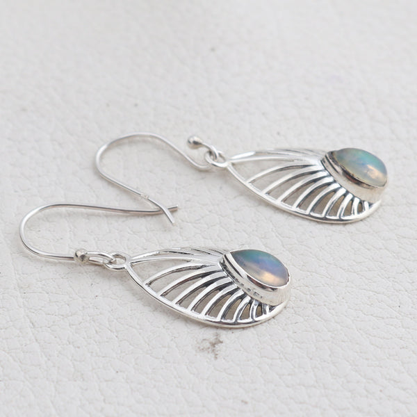 Natural Ethiopian Opal Silver Earrings