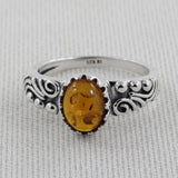 925 Sterling Silver Amber Rings