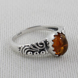 925 Sterling Silver Amber Rings