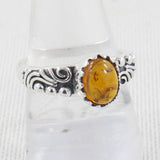 925 Sterling Silver Amber Rings