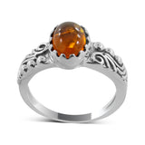 925 Sterling Silver Amber Rings