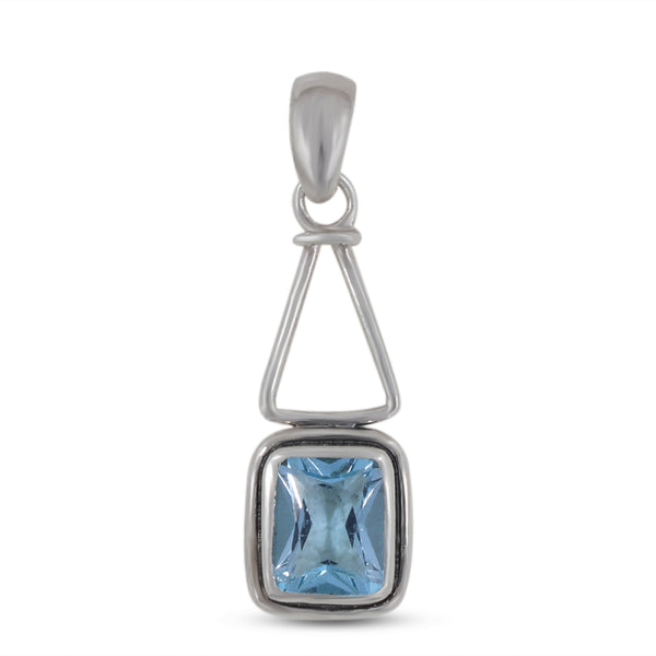 925 Sterling Silver Blue Topaz Pendant