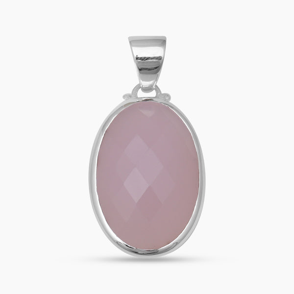 Natural Pink Chalcedony Silver Pendants