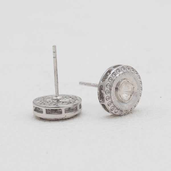 925 Sterling Silver Uncut Diamond Stud Earrings