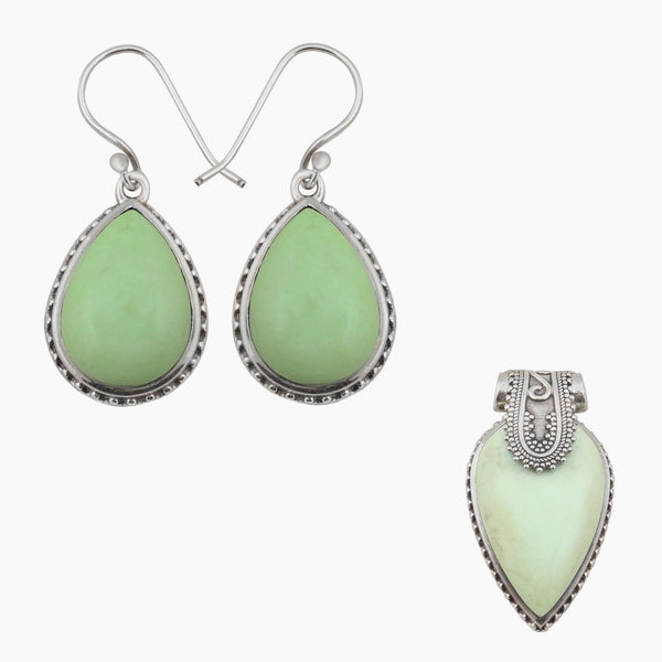 Lemon Chrysoprase Silver Pendant Sets