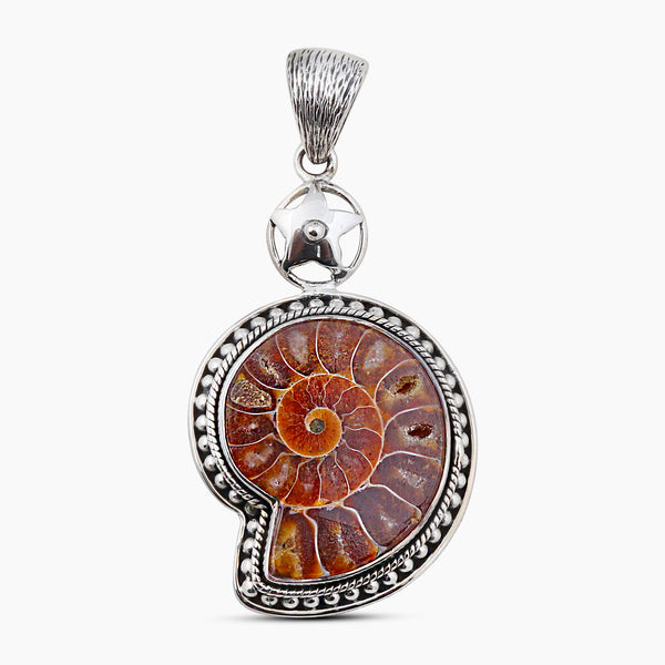 Ammonite Gemstone Pendant Set 925 Sterling Silver Jewelry