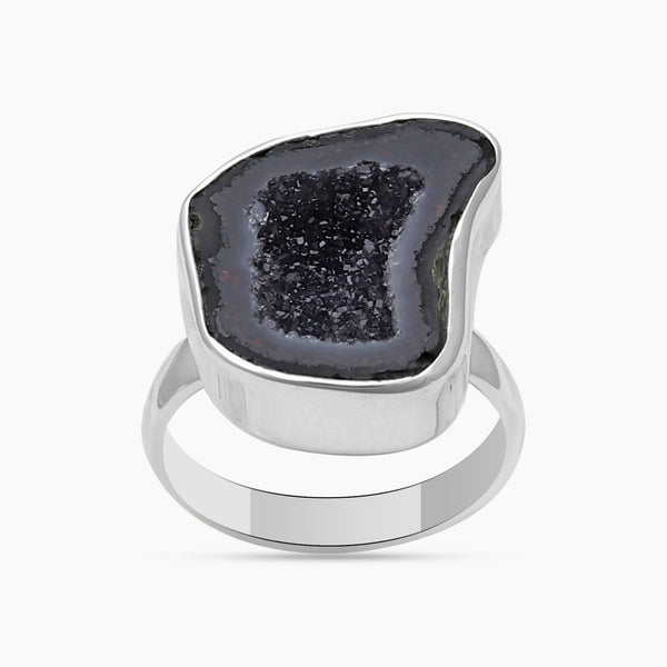 Coconut Druzy Silver Rings