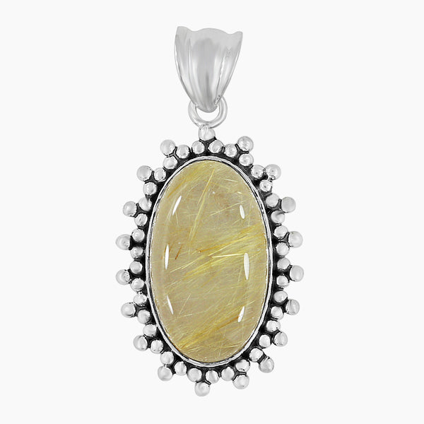 Golden Rutilated Quartz Silver Pendants
