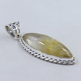 Golden Rutilated Quartz Silver Pendant