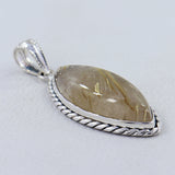 Golden Rutilated Quartz Silver Pendant
