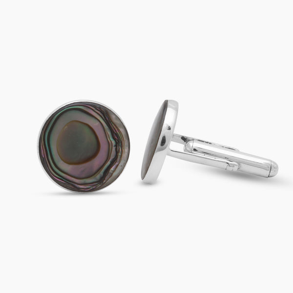 Abalone Shell Silver Cufflinks For Men