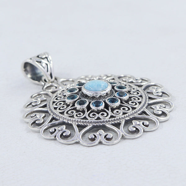 925 Sterling Silver Larimar Pendant