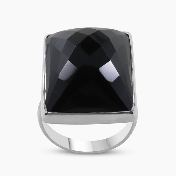 Large Black Onyx Silver Rings