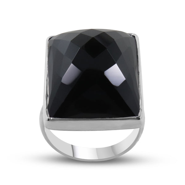 Large Black Onyx Silver Ring