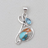 Turquoise Spiny Oyster Silver Pendants
