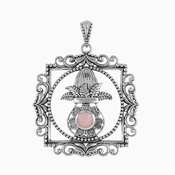 Pink Opal Indian Traditional Kalash Silver Pendants