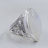 Natural Rainbow Moonstone Silver Rings