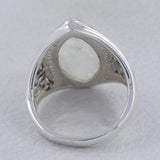 Natural Rainbow Moonstone Silver Rings