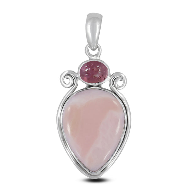 Pink Opal Gemstone Silver Pendants