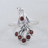 925 Silver Garnet Peacock Ring